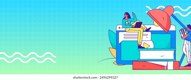 Education and learning people flat vector concept hand drawn illustration
