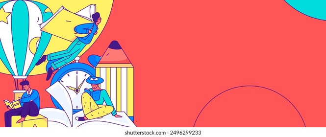 Education and learning people flat vector concept hand drawn illustration
