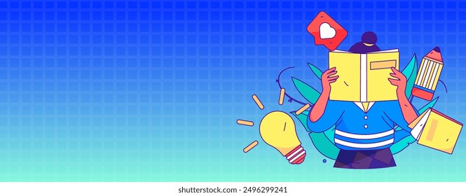 Education and learning people flat vector concept hand drawn illustration
