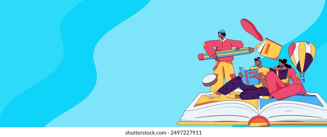 Education and learning people flat vector concept hand drawn illustration
