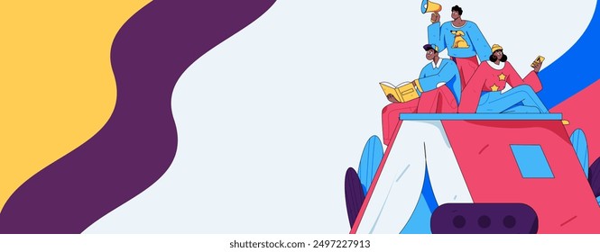 Education and learning people flat vector concept hand drawn illustration
