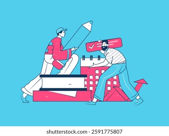 Education and learning people flat vector concept hand drawn illustration
