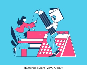 Education and learning people flat vector concept hand drawn illustration
