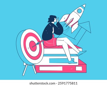 Education and learning people flat vector concept hand drawn illustration
