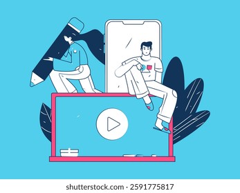 Education and learning people flat vector concept hand drawn illustration
