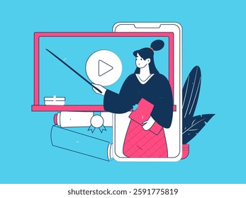 Education and learning people flat vector concept hand drawn illustration
