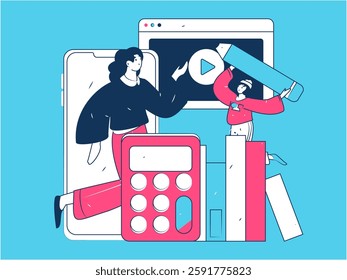 Education and learning people flat vector concept hand drawn illustration
