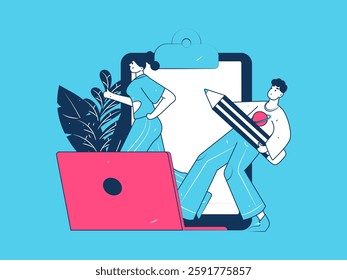 Education and learning people flat vector concept hand drawn illustration
