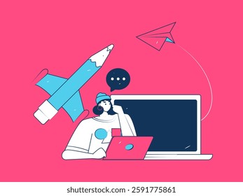 Education and learning people flat vector concept hand drawn illustration
