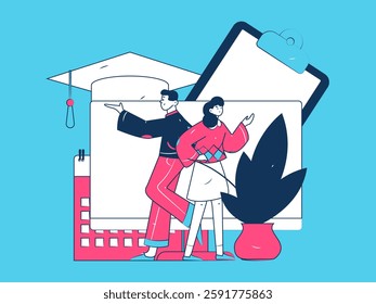 Education and learning people flat vector concept hand drawn illustration

