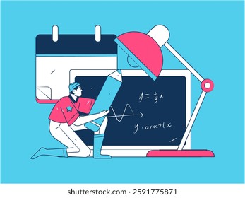 Education and learning people flat vector concept hand drawn illustration
