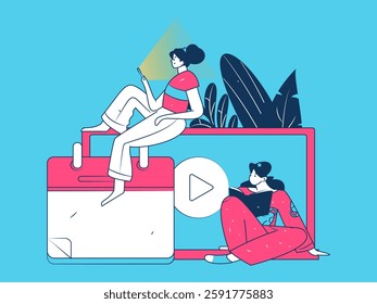 Education and learning people flat vector concept hand drawn illustration
