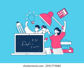 Education and learning people flat vector concept hand drawn illustration

