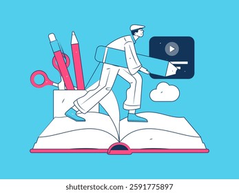 Education and learning people flat vector concept hand drawn illustration
