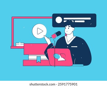 Education and learning people flat vector concept hand drawn illustration
