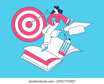 Education and learning people flat vector concept hand drawn illustration

