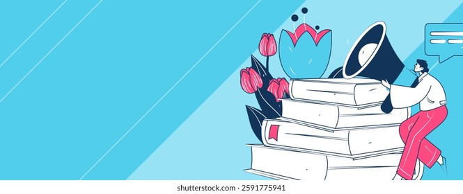 Education and learning people flat vector concept hand drawn illustration
