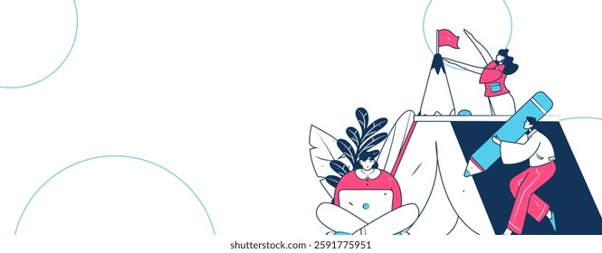 Education and learning people flat vector concept hand drawn illustration

