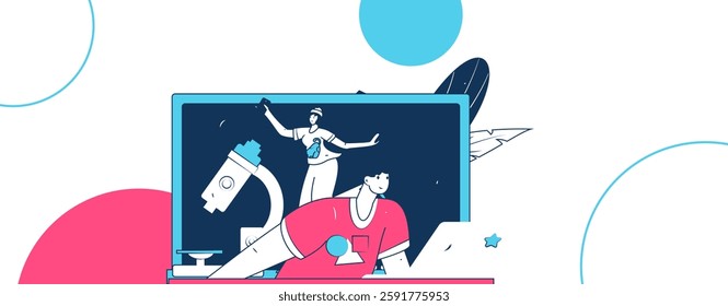 Education and learning people flat vector concept hand drawn illustration
