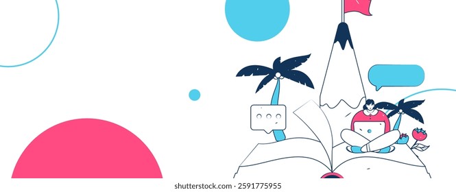 Education and learning people flat vector concept hand drawn illustration

