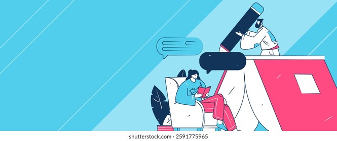 Education and learning people flat vector concept hand drawn illustration
