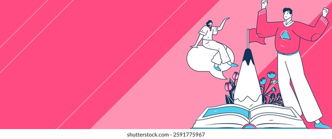 Education and learning people flat vector concept hand drawn illustration
