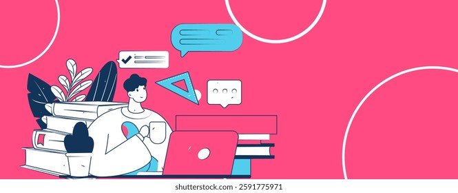 Education and learning people flat vector concept hand drawn illustration
