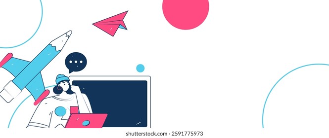 Education and learning people flat vector concept hand drawn illustration
