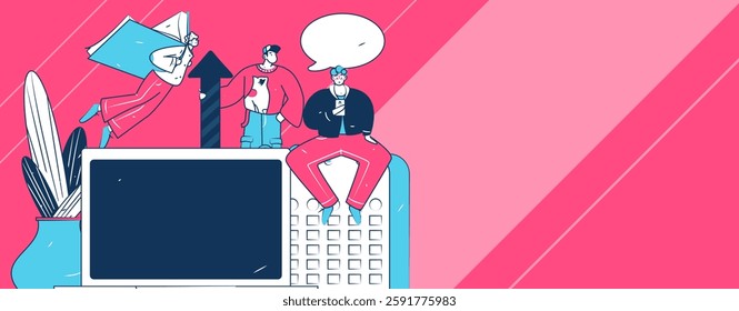 Education and learning people flat vector concept hand drawn illustration
