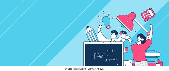 Education and learning people flat vector concept hand drawn illustration
