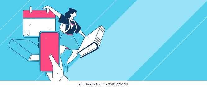 Education and learning people flat vector concept hand drawn illustration
