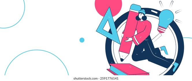 Education and learning people flat vector concept hand drawn illustration
