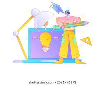 Education and learning people flat vector concept hand drawn illustration
