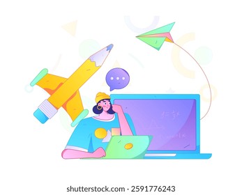 Education and learning people flat vector concept hand drawn illustration
