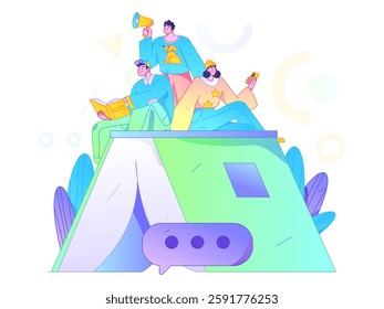 Education and learning people flat vector concept hand drawn illustration
