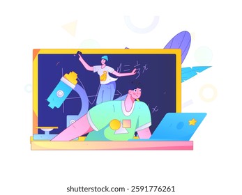 Education and learning people flat vector concept hand drawn illustration
