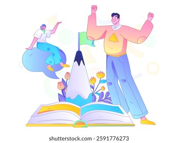 Education and learning people flat vector concept hand drawn illustration
