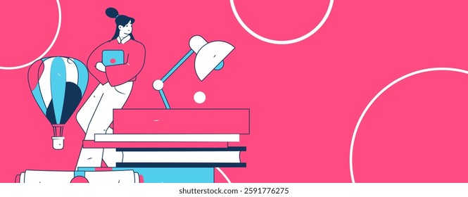 Education and learning people flat vector concept hand drawn illustration
