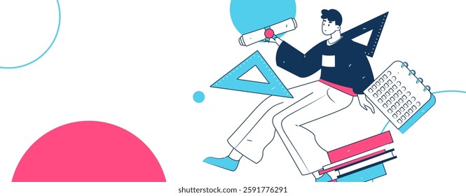 Education and learning people flat vector concept hand drawn illustration
