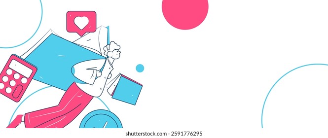 Education and learning people flat vector concept hand drawn illustration
