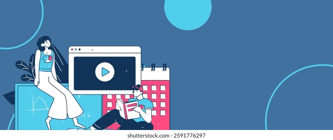 Education and learning people flat vector concept hand drawn illustration
