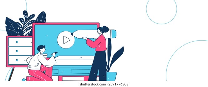 Education and learning people flat vector concept hand drawn illustration
