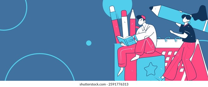 Education and learning people flat vector concept hand drawn illustration
