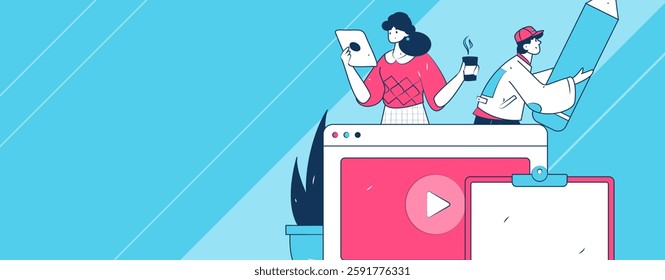 Education and learning people flat vector concept hand drawn illustration
