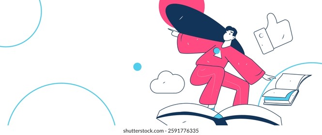 Education and learning people flat vector concept hand drawn illustration
