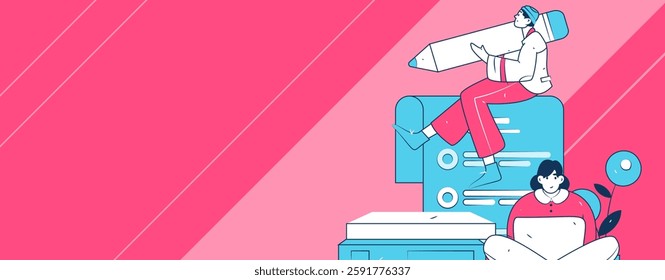 Education and learning people flat vector concept hand drawn illustration
