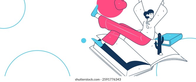 Education and learning people flat vector concept hand drawn illustration
