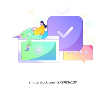 Educación y personas de aprendizaje concepto de Vector plano ilustración dibujada a mano
