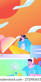 Education and learning people flat vector concept hand drawn illustration
