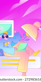 Education and learning people flat vector concept hand drawn illustration
